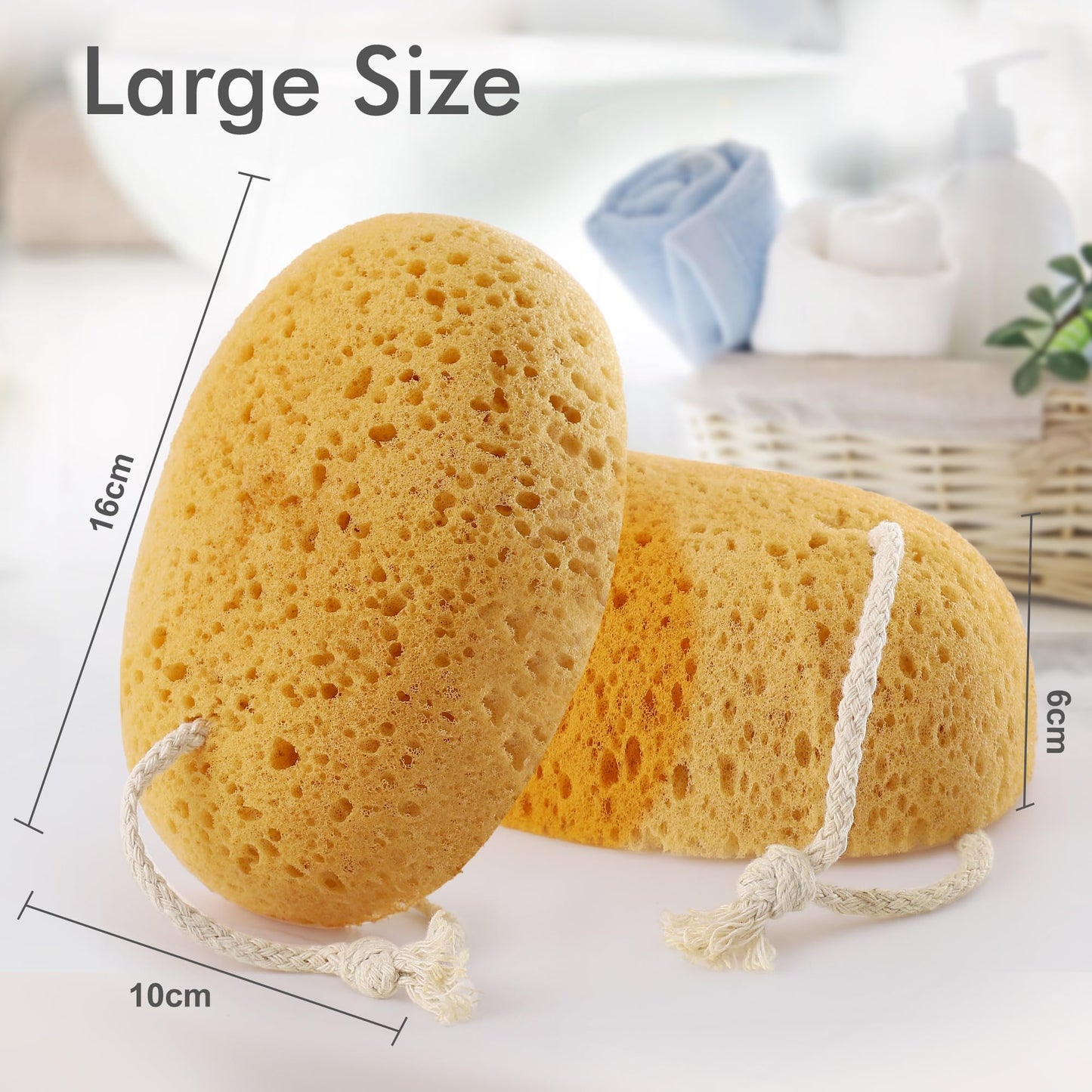 Azymi Bath Sponge, 2Pcs Large Shower Sponges for Women Men