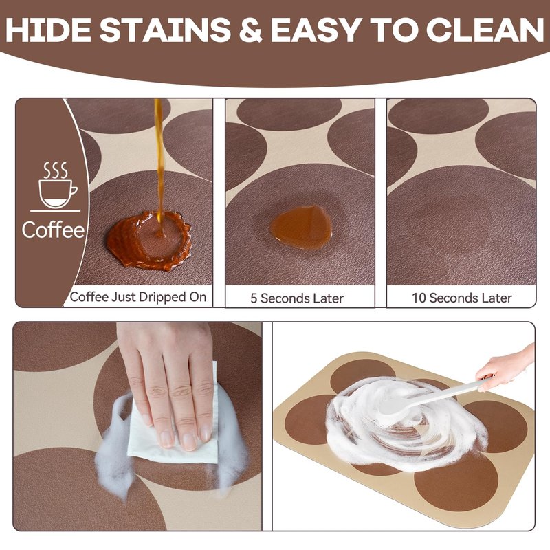 Hargiis Coffee Machine Mat Absorbent Dish Drying Mat for Kitchen Counter Hide Stain, Coffee Bar Accessories Fit Coffee Maker, Coffee Mat, Dish Rack Mat with Non-Slip Rubber Backing(Coffee 20"×12")