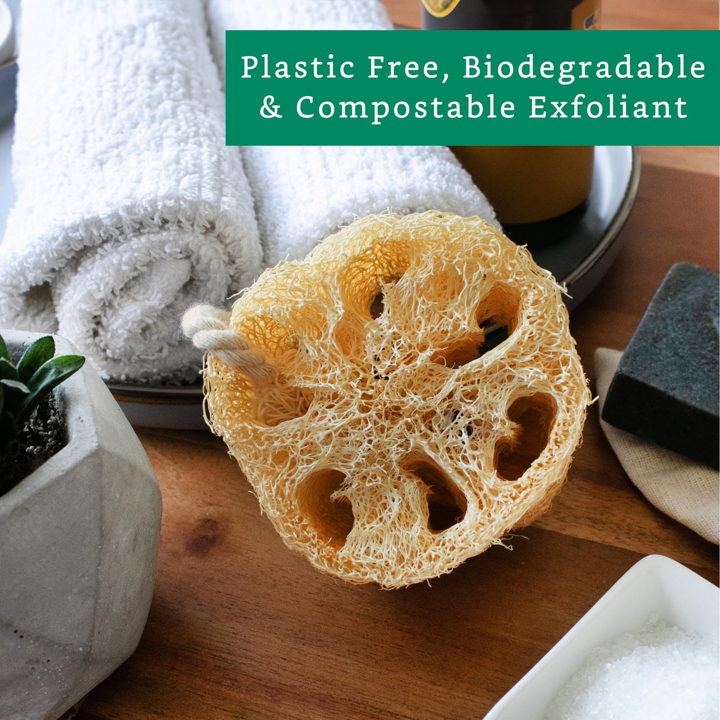 Natural Loofah Exfoliating Sponge (4 Pack) - Loofa Exfoliating Body Scrubber - Biodegradable Organic Loofah Sponge - Shower Luffa Sponges - Shower Lufa - Estropajos para el Cuerpo