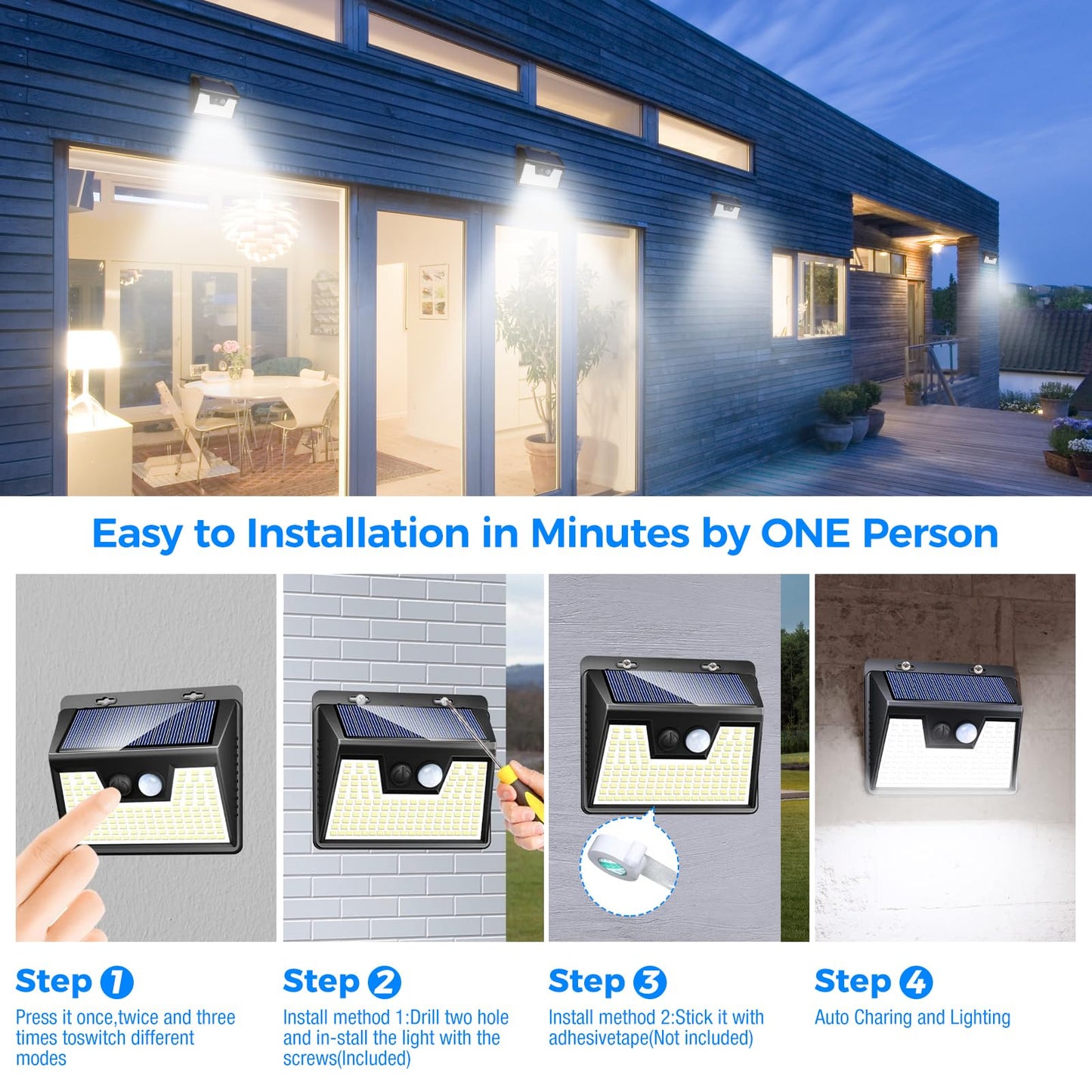 Peasur Solar Lights Outdoor Waterproof [12 Packs/140 LEDs], 3 Lighting Modes Solar Motion Sensor Light Outdoor, Ultra Bright Security Lights Outdoor Solar Lights for Outside Fence Yard Patio Deck