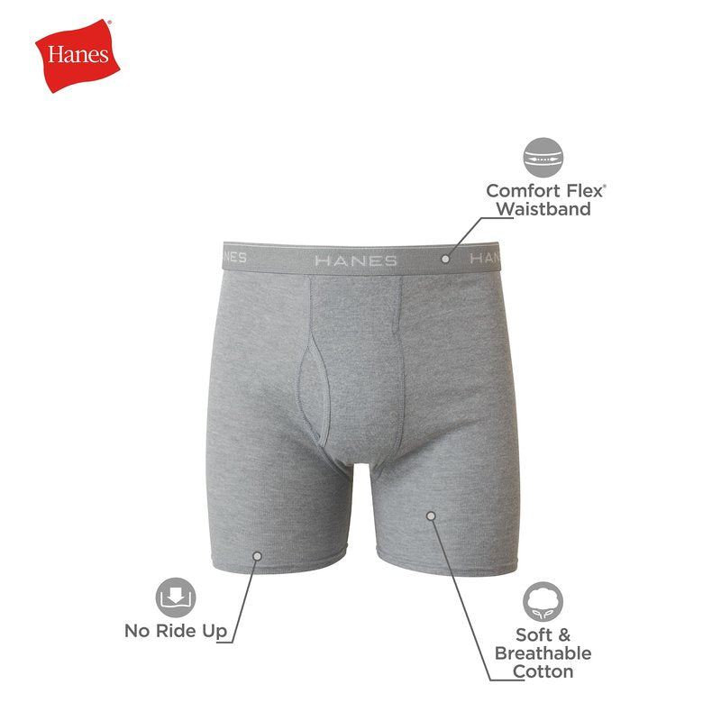 Hanes Men Hanes Boxer Briefs, Cool Dri Moisture-Wicking Underwear, Cotton No-Ride-up for Men, 6 Pack, Black/Grey, Medium