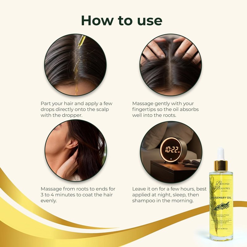 Organic Rosemary Oil for Hair Growth - Infused with Biotin, Castor Oil & Peppermint for Stronger Roots | 3.38 fl oz