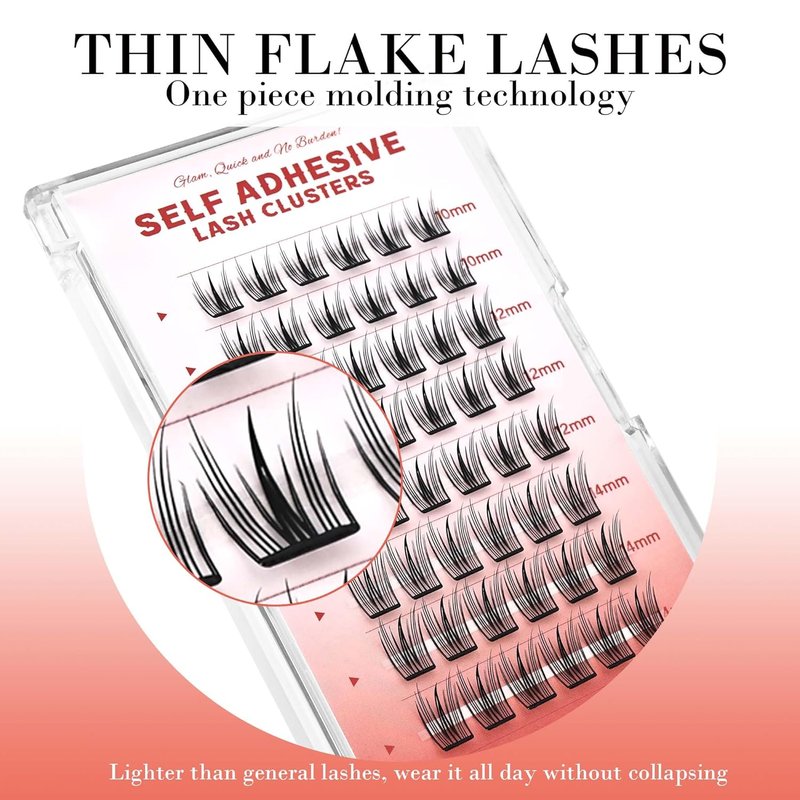 Self-Adhesive Eyelash Clusters - Natural Manga Style, Reusable No Glue Lashes | 10-14mm C Curve