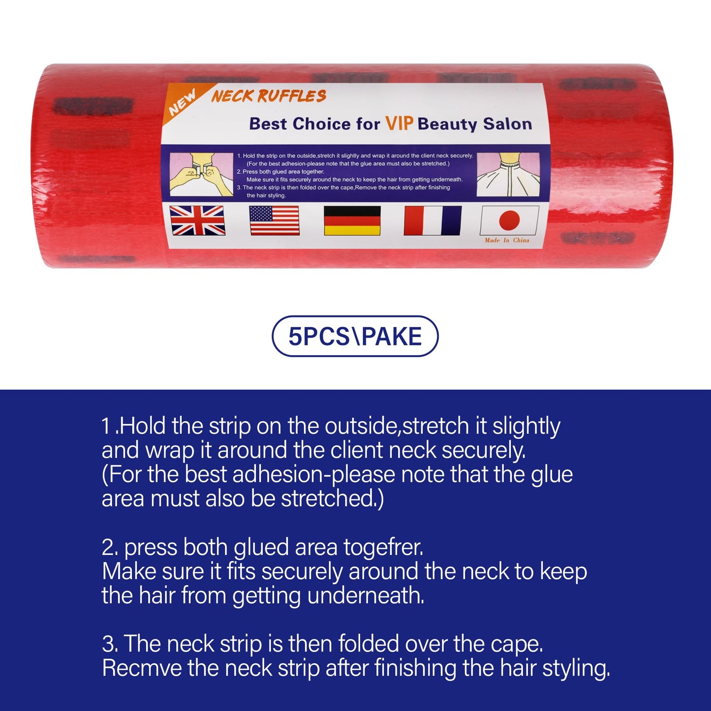 Stretchy Barber Paper Neck Strips - 5 Rolls & 500 Disposable Bands, Professional Hairdressing Accessory Tool
