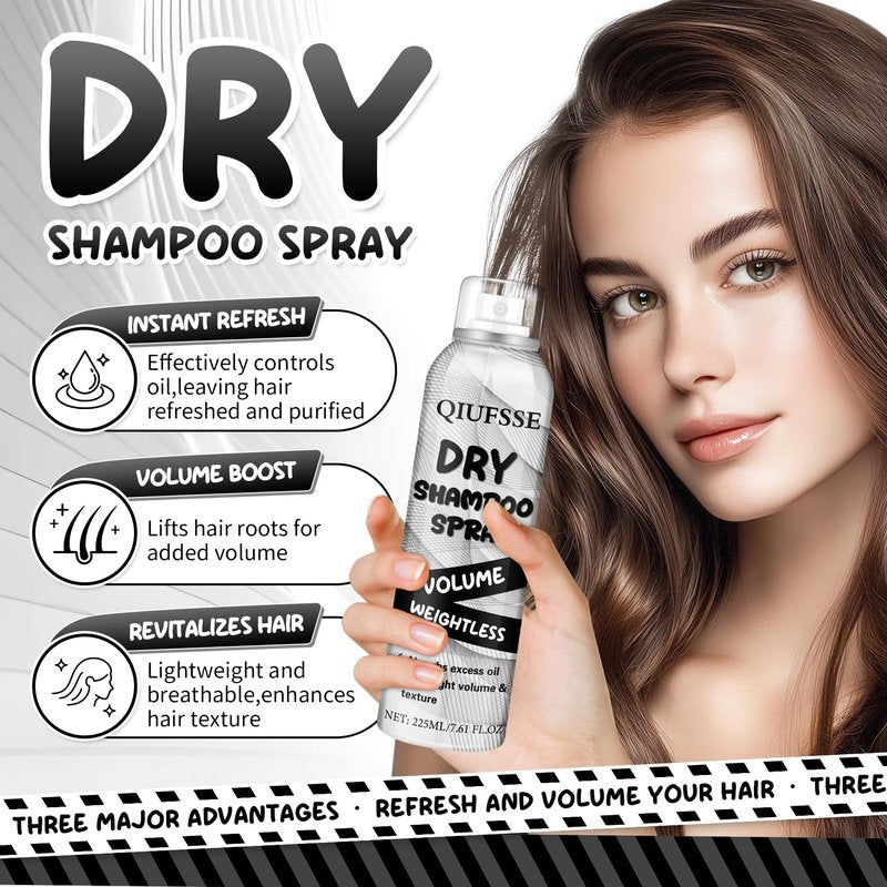 QIUFSSE Dry Shampoo Spray,Volumizing Dry Shampoo for Women & Men,Absorbs Excess Oil,Instant Refresh Hair,Contains Rice Starch,Replenishes Hair Keratin,Nourishes Hair Roots,7.61 oz