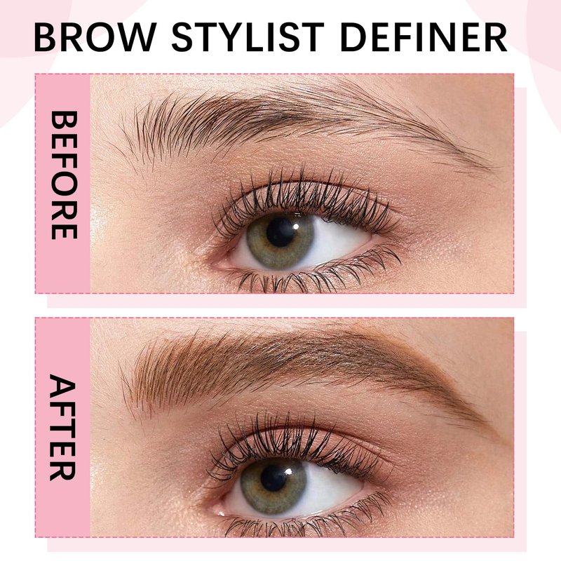 Eyebrow Pencil for Women, Dark Brown Waterproof Brow Pencil, 0.1mm Ultra-Fine Automatic Pencil with Angled Precision Tip & Built-In Spoolie Brush, Long-Lasting Natural Eyebrow Makeup, 0.003 Oz