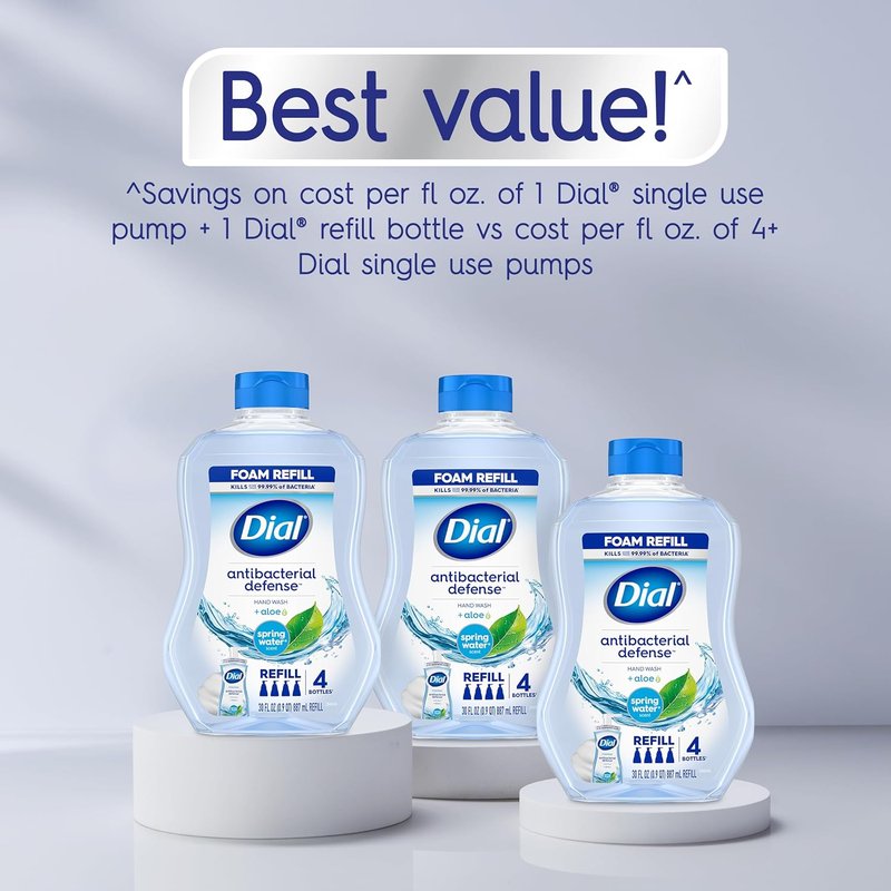 Dial Antibacterial Foaming Hand Wash Refill, Spring Water, 30 Ounce (Pack of 2)