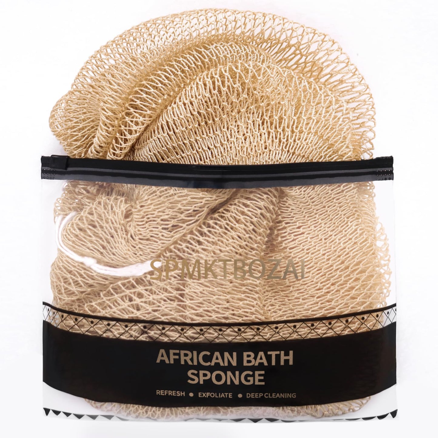 SPMKTBOZAI African Net Sponge Authentic, Loofah Exfoliating Body Scrubber Bath Sponge, African Exfoliating Net Sponge Back Scrubber Washcloth for Shower, Body Care Bathing Accessories (Beige)