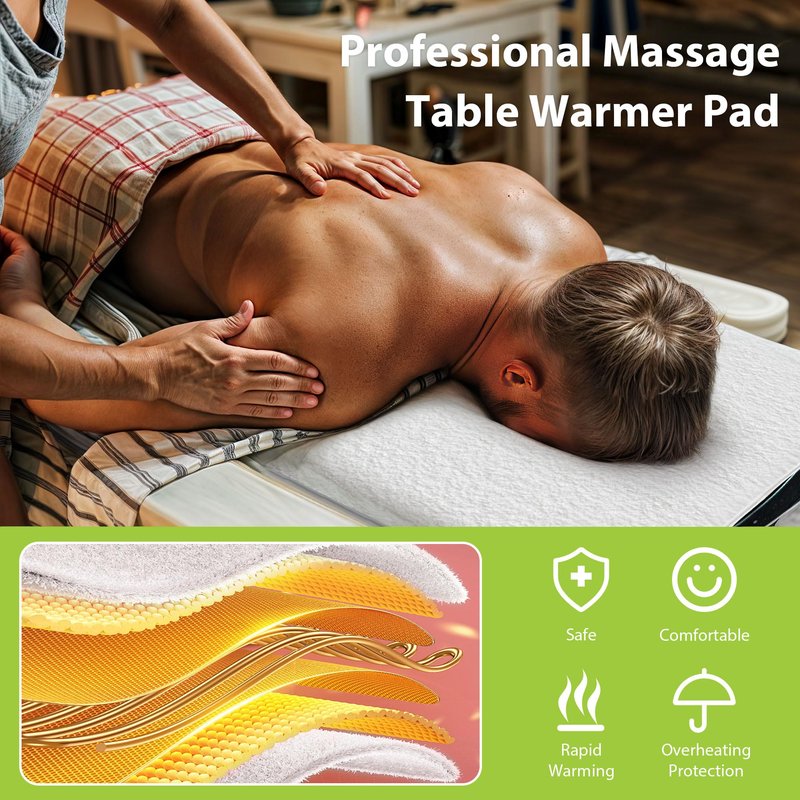 Massage Table Warmer Heating Pad Professional SPA Massage Bed Warmer with Timer, 9 Heat Settings, Overheat Protection for Massage Bed & Spa, Thickened & Soft Fleece, 30" x 71", with Face Hole