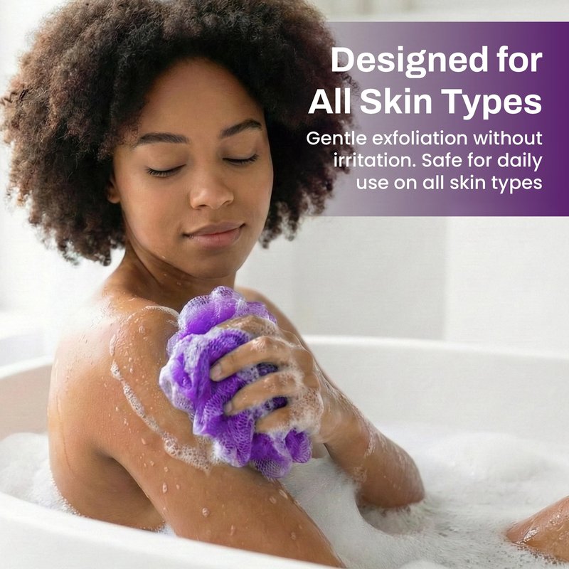 African Net Sponge Authentic (Sapo/Kessa), African Exfoliating Sponge Real African Net Black Owned, African Bath Sponge Back Scrubber, Body Exfoliator Shower Bath Accessories (Violet)
