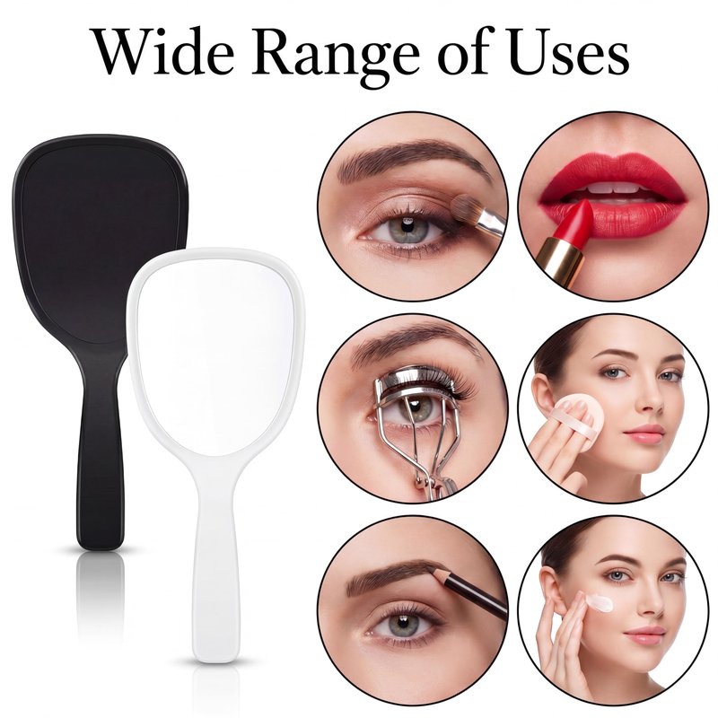 Jetec 8 Pcs Small Handheld Hand Mirrors 1X Compact Travel Makeup Mirror 3.15 x 7.09 in Mini Handheld Cosmetic Kid Mirror for Girl DIY Crafts Classroom Party Salon Favors (Black,White)