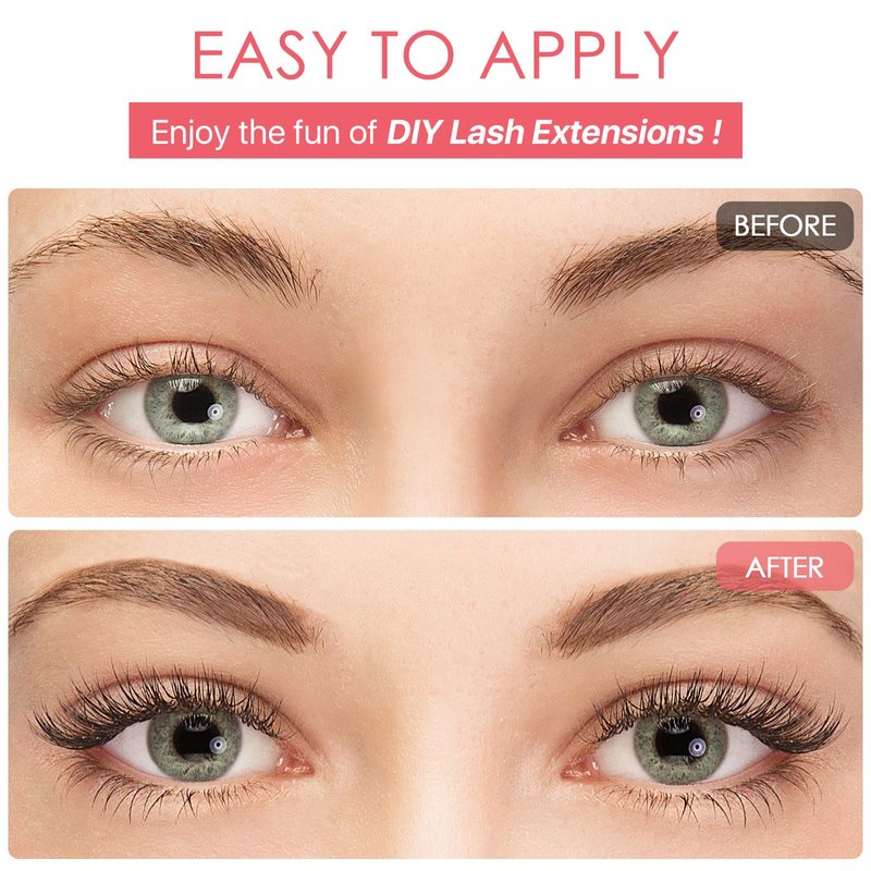 Miuffue Eyelash Glue, Lash Bond and Seal, Latex-Free Lash Glue for Sensitive Eyes, Strong Hold Eyelash Cluster Adhesive for 48 Hours