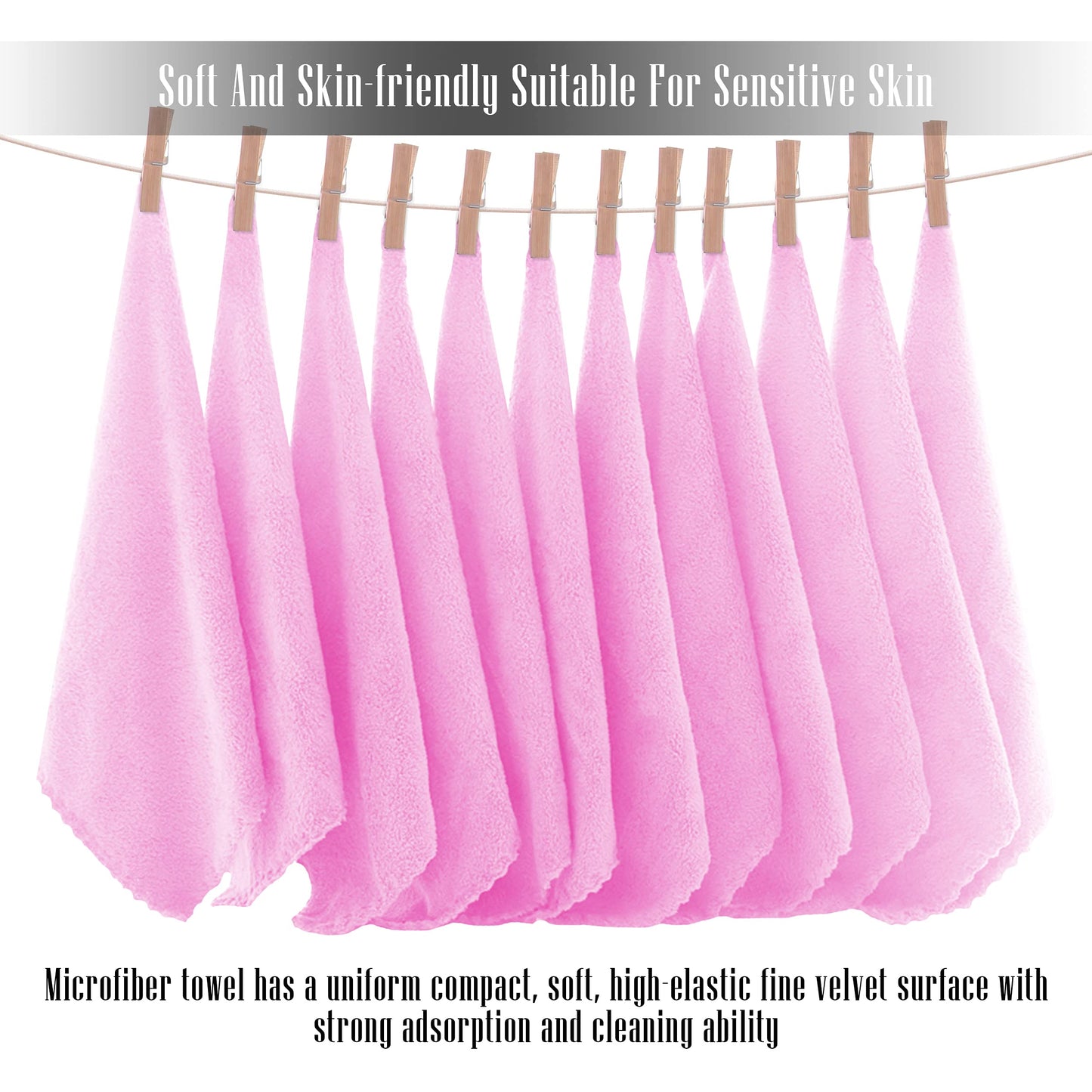 TENSTARS 12 Pack Premium Washcloths Set - Quick Drying- Soft Microfiber Coral Velvet Highly Absorbent Wash Clothes - Multipurpose Use as Bath, Spa, Facial, Fingertip Towel (Frozen Berry)