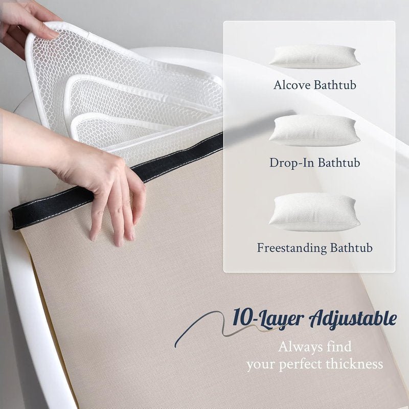 Luxury Bath Pillow for Bathtub, Soft & Comfortable Head Neck & Back Support, Adjustable Thickness, Quick Drying Bathtub Pillow for Pain Relief, Ideal Gift for Christmas Birthday Mother’s Day