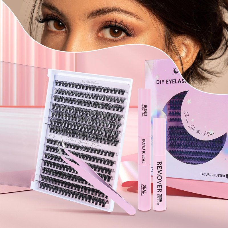 BlinLaLune DIY Lash Extension Kit Eyelash Clusters 9-16mm,280PCS Individual Lashes Kit Perfect for At-Home Use, Beginner-Friendly with Bond Seal Remover and Tweezers (Black, 30D&40D9-16MM NM01)