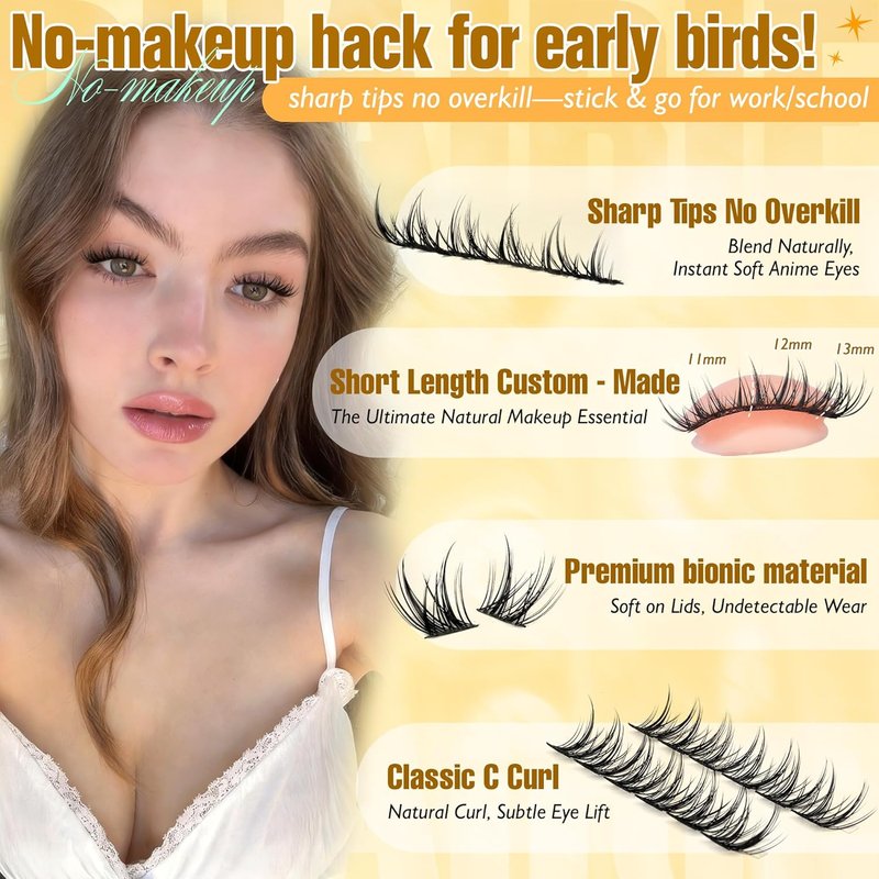 Ruairie Manga Lash Clusters - Natural Wispy Individual Eyelashes | 180pcs C Curl 11-13mm DIY Extensions