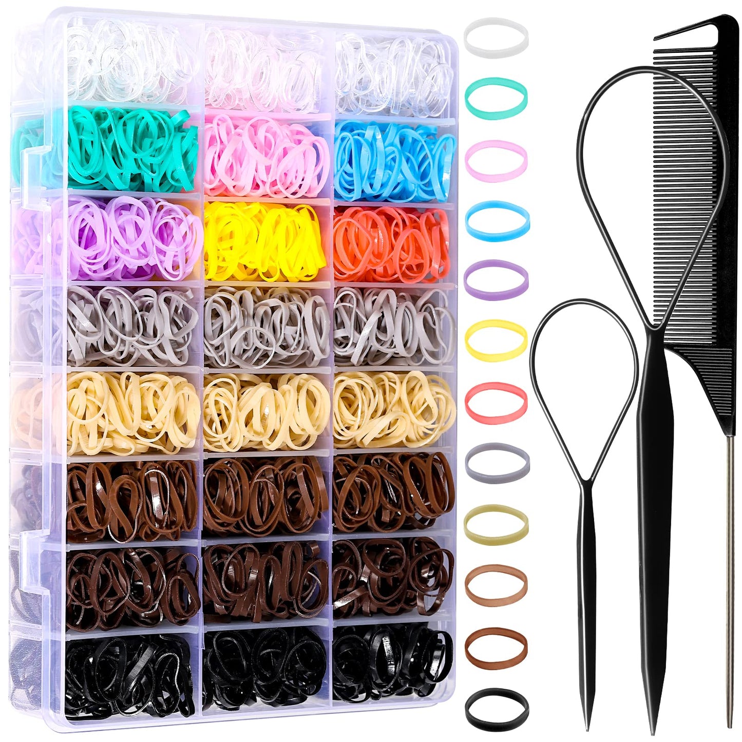 YGDZ Elastic Hair Bands, 1500 pcs Hair Ties, Small Ponytail Holders, Hair Accessories Set for Girls, Women, Toddler, Ponytail Holders, Colorful Rubber Bands for Hair