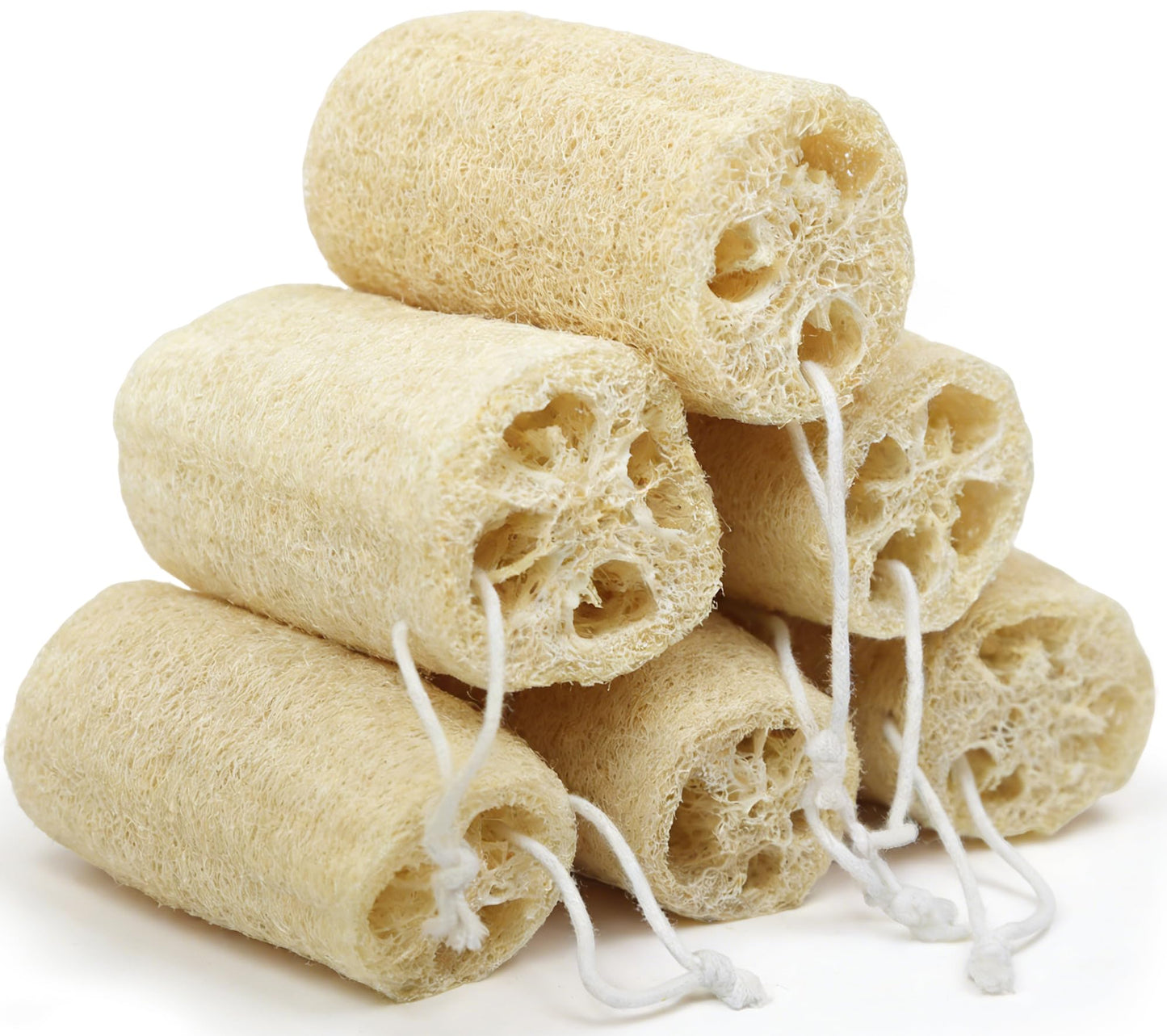 6 Pack Natural Loofah Exfoliating Body Scrubber, 5 Inches Organic Luffa Bath Sponge Exfoliating Shower Body Scrubber for Deep Cleaning & Smooth Skin, Natural Real loofah Sponge for Men & Women