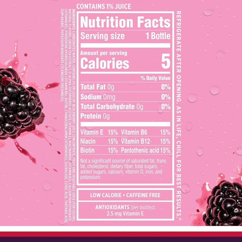 Black Raspberry Sparkling Water - Zero Sugar Flavored Beverage with Vitamins & Antioxidants | 17 fl oz Bottles (Pack of 12)