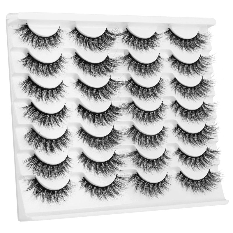 Skiennix 15mm 3D Mink False Eyelashes - Natural Look Wispy Cat Eye Style | 14 Pairs Pack