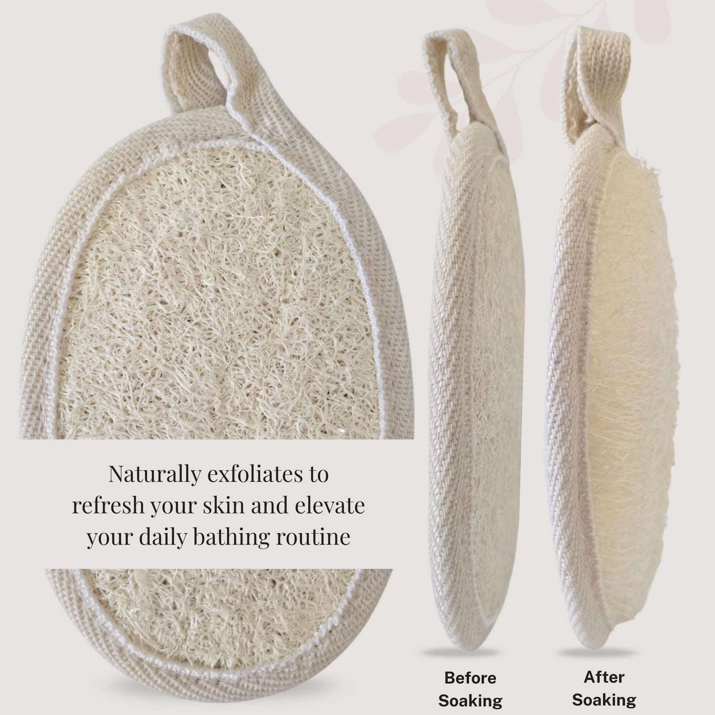 Luxcy Natural Loofah Exfoliating Body Scrubber, Dual-Sided Shower Loofah Sponge, Bath Shower Loofah Spong for Men and Women, Face and Body Bath Scrubber- 3 Count (1 Pack)