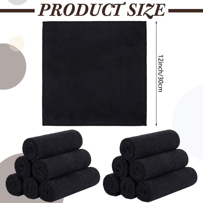 Newwiee 40 Pcs Wash Cloth Bulk Cotton Bath Hand Face Washcloths Soft Quick Drying Towel for Women Bathroom Washing Body Viscose Fiber Multipurpose Fingertip Rags (12 x 12 Inch,Black)