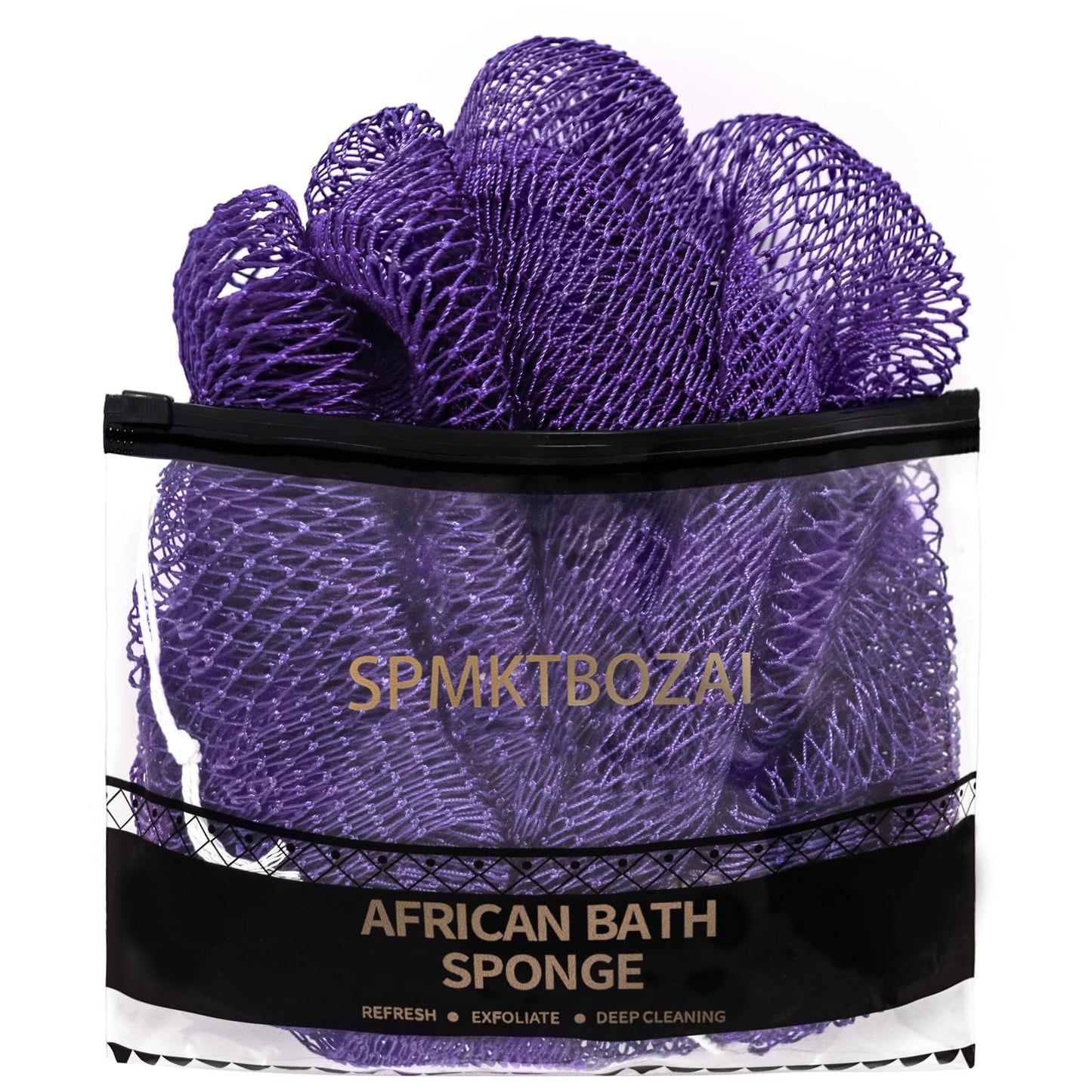 SPMKTBOZAI African Net Sponge Authentic, Loofah Exfoliating Body Scrubber Bath Sponge, African Exfoliating Net Sponge Back Scrubber Washcloth for Shower, Body Care Bathing Accessories (Purple)