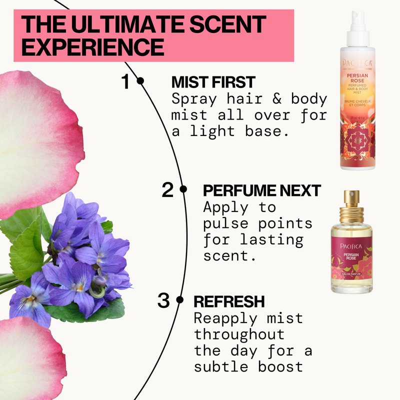 Pacifica Beauty Persian Rose Spray Perfume, Romantic Floral Fragrance, Vegan, Non-Toxic, Classic Feminine Scent with Natural Essential Oils, Cruelty-Free 1oz