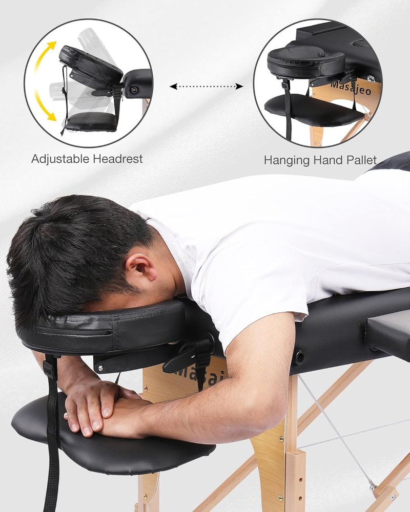 Portable Massage Table - Professional Spa & Salon Bed | Adjustable Height, 84" Long, 500 LBS Capacity, Black