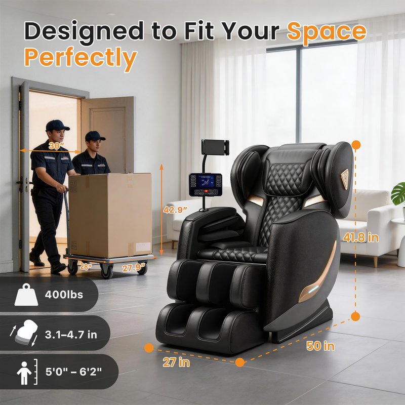 GOLD TIME Massage Chair Full Body, Zero Gravity Massage Recliner with Deep Kneading Shiatsu Massage, Foot Roller Reflexology, 14 Airbags, Heat Therapy, Bluetooth Speaker, Adjustable Leg Rest