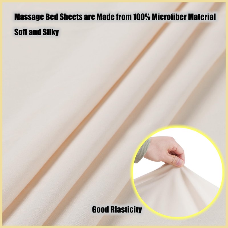 Microfiber Massage Table Sheet Set 3-Piece, Soft Wrinkle-Free Bed Cover, Includes Fitted Sheet, Flat Sheet, and Face Cradle Cover for Spa, Salon, Tattoo (Beige)