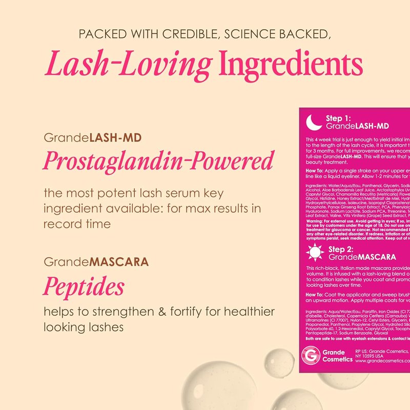 Grande Cosmetics Lash & Brow Care System - Multi-Step Enhancer for Longer, Fuller Lashes & Brows
