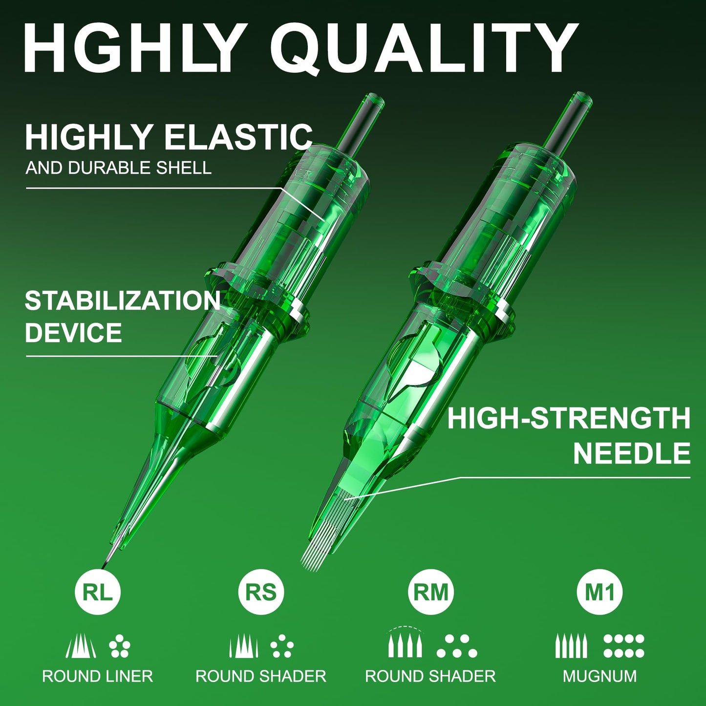 NEDPAIN 50Pcs #12 Standard Tattoo Cartridge Needles, Disposable Assorted RL RS RM M1 with Membrane, for Tattoo Machine Beginners & Artists Fine Detail Work