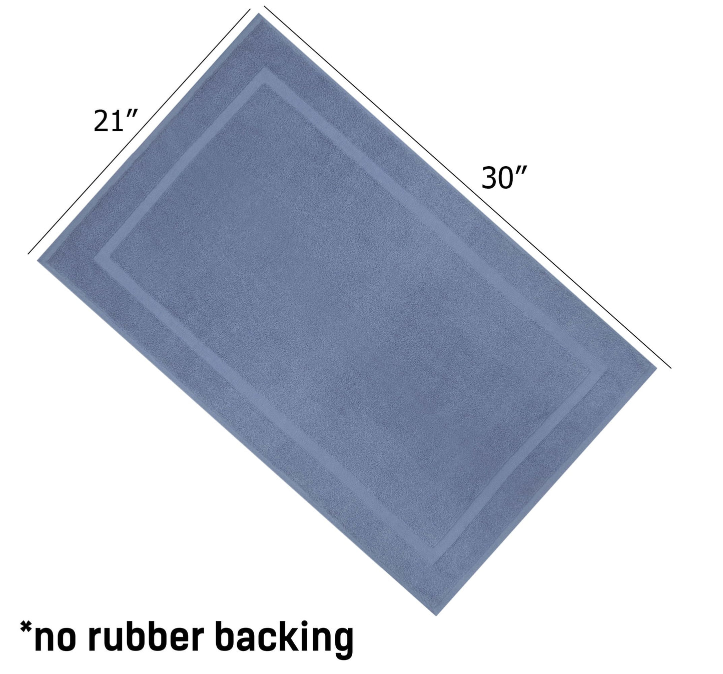 COTTON CRAFT Bath Mats - 2 Pack 100% Cotton 21x30 Inches - Ultra Absorbent - Plush 900 GSM - Banded Border Luxury Towel Rug - Step Out Tub Shower Floor Mat -Not a Bathroom Rug - Azure Blue
