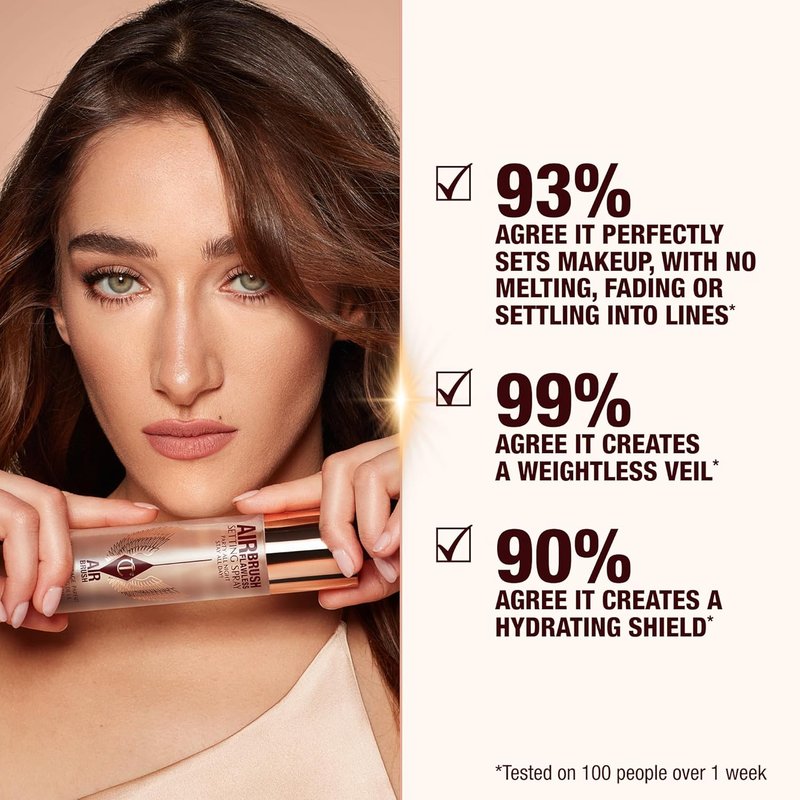 Charlotte Tilbury Airbrush Flawless Setting Spray - Ultra-Fine Hydrating Mist for Long-Lasting Makeup | 3.4 oz, Waterproof