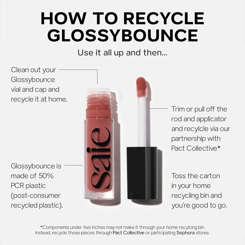 Saie Glossybounce - Hydrating Lip Gloss and Tinted Lip Oil Hybrid with Hyaluronic Acid & Jojoba Oil for Non-Sticky, Ultra-Shiny, Plump & Soft Lips - Everyday Makeup Essential - Remix (.17 oz)