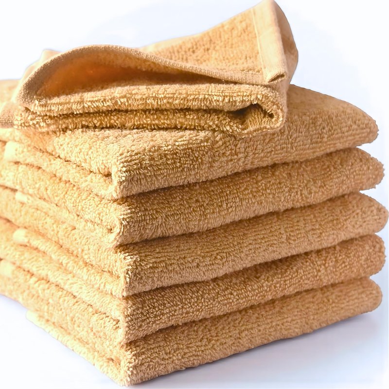 LIVINATI Beige 100% Cotton Wash Cloths for Showering Body and Face - 12"X12" 6 Pack Washcloths - Small Terry Towel Bath Rags for Adults and Kids Bathroom - Soft Absorbent