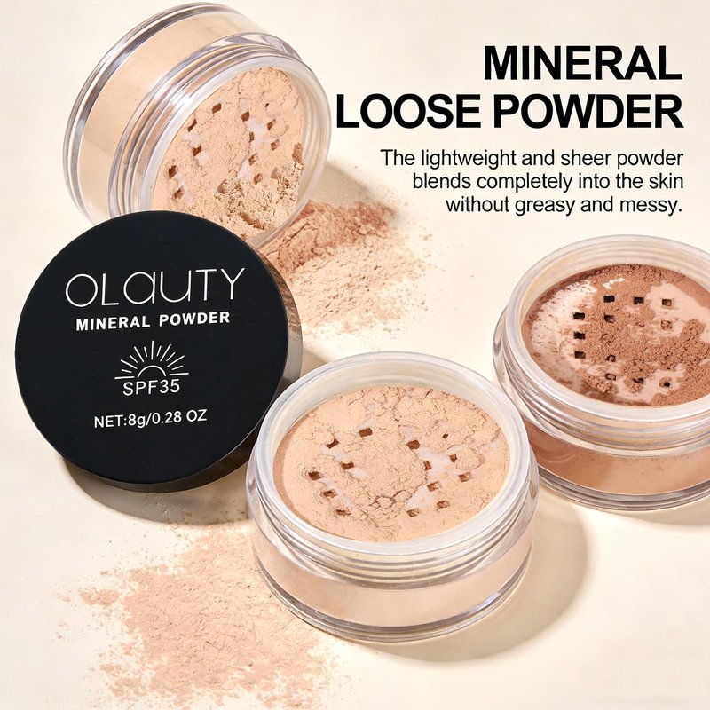 Mineral Loose Powder Foundation SPF 35,Sunscreen Face Setting Powder Makeup,Buildable Coverage,Lightweight Blurring Oil Control Natural Matte Finish for Face & Scalp(#01 Fair Light)