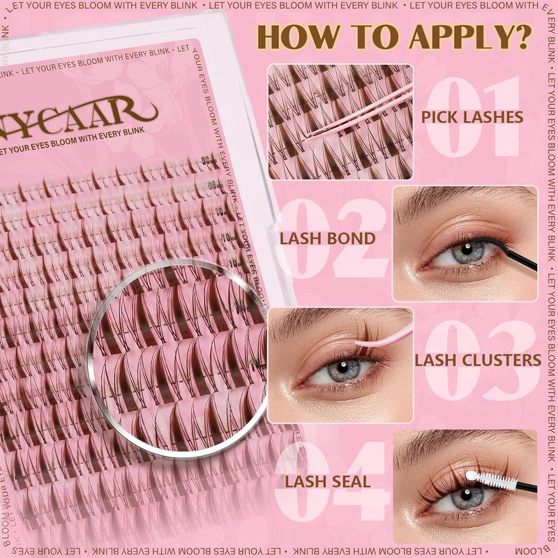 Fairy Spiky Brown Anime Lash Clusters - 144pcs Wispy D Curl 8-16mm Individual Lashes with Invisible Band, Manga Style for DIY Natural Look at Home