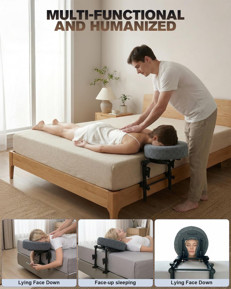 Aucoza Massage Headrest for Bed, Massage Face Cradle at Home, Adjustable 18" Height Massage Head Holder for Sleeping Mattress, Comfortable Face Down Pillow After Eye Surgery