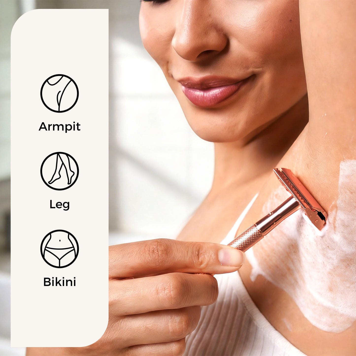 ZOMCHI Safety Razor for Men&Women with 5 Double Edge Safety Razor Blades, Double Edge Razor, Reusable Razor, Plastic Free – Rose Gold