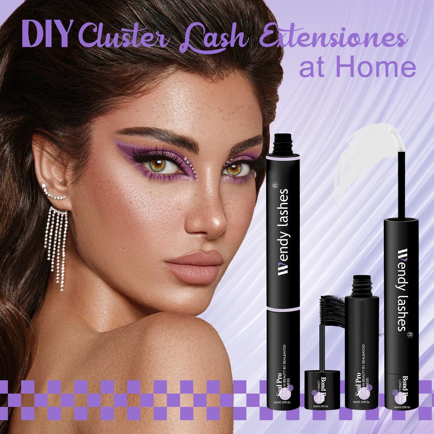 Wendy Upgraded Lash Cluster Glue: Lash Bond and Seal Pro Waterproof, Strong & Flexible Hold, Long-Lasting 72H, Gentle Low Odor, Quick-Dry, Eyelash Glue Bond Pro+Seal Pro（6ml+6ml）