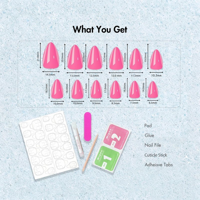 Almond Press-On Nails - Ombre French Short Stiletto Acrylics | 24 Pcs Glossy White & Peach Set