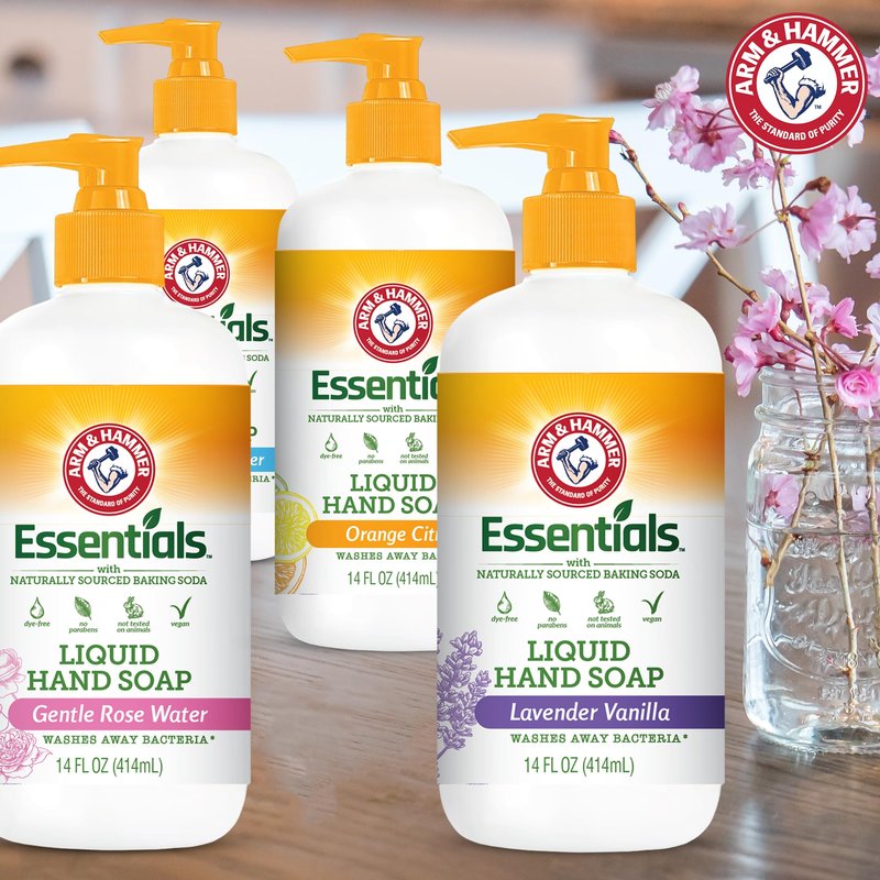 Arm & Hammer Liquid Hand Soap for Skin Cleaning - Cleanser for Kitchen & Bathroom with Gentle Rose Scent - Natural Hand Soap Cleanses, Softens 14 FL Oz (414ml)