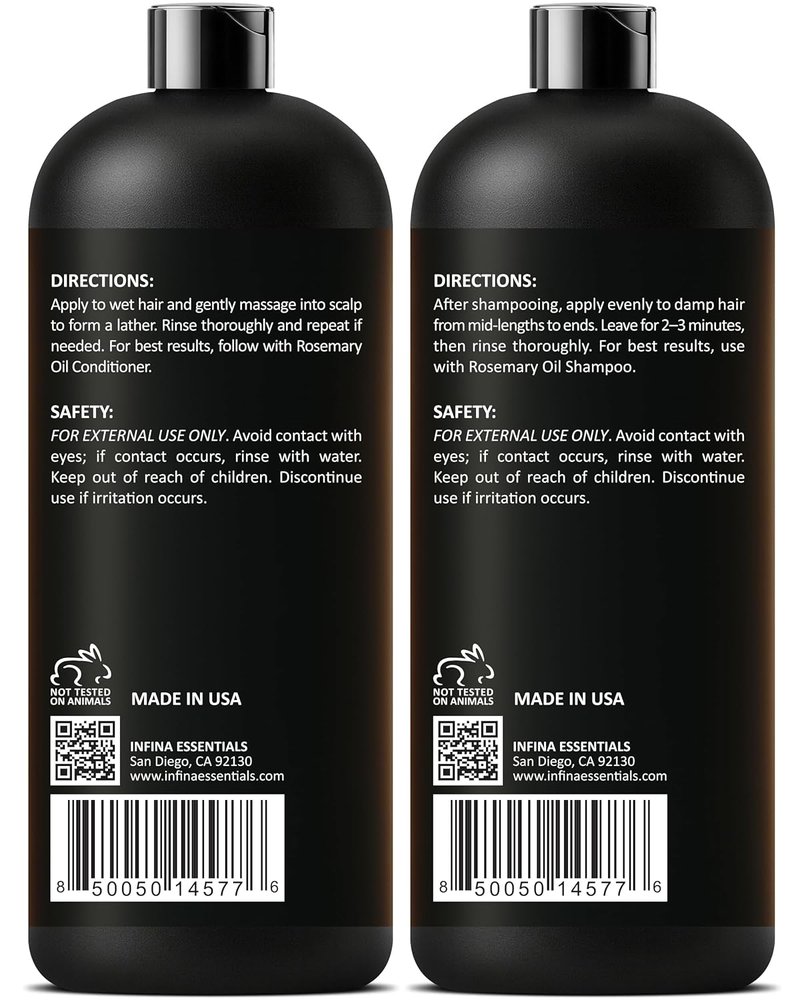 Rosemary Oil Shampoo and Conditioner Set - Sulfate-Free Thickening Formula with Batana Oil & Biotin | 16 fl oz Each | For Thinning Hair