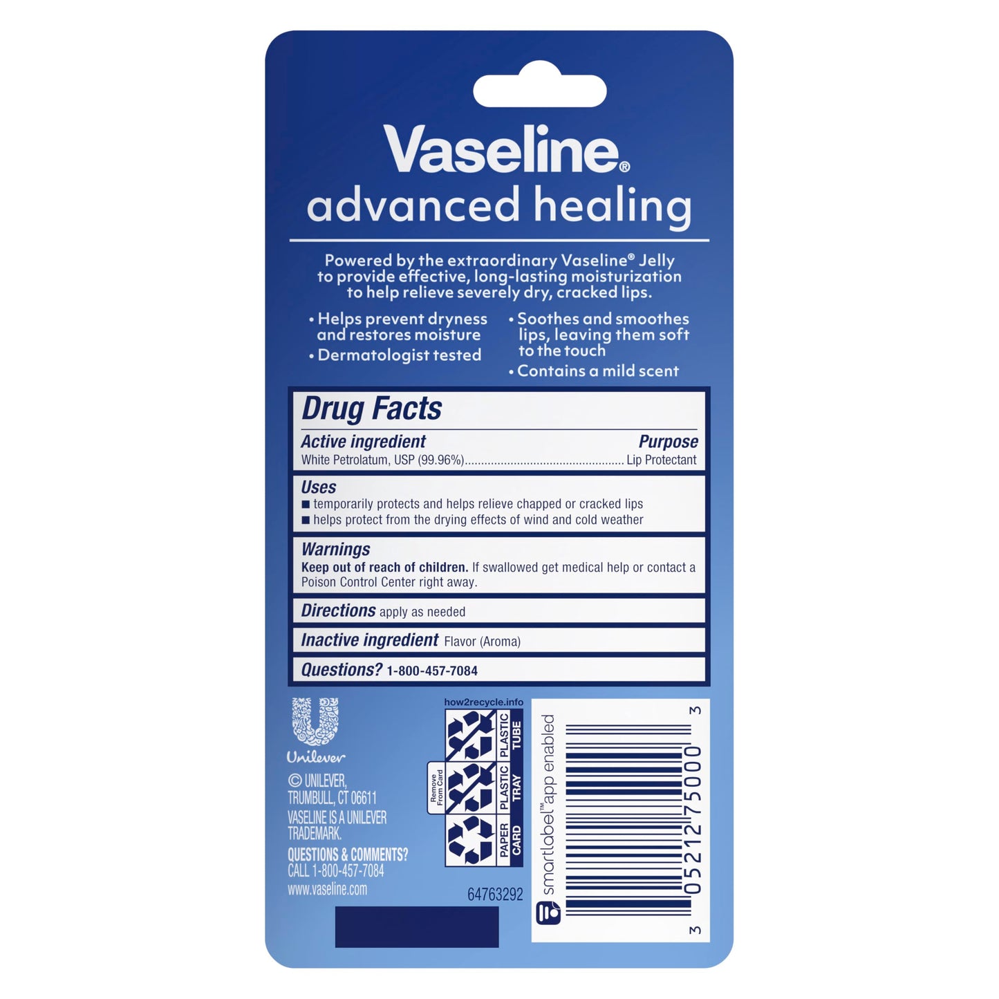 Vaseline Lip Therapy Lip Balm Tube For healthier looking lips Advanced Healing Moisturizer For Dry Lips 0.35 oz