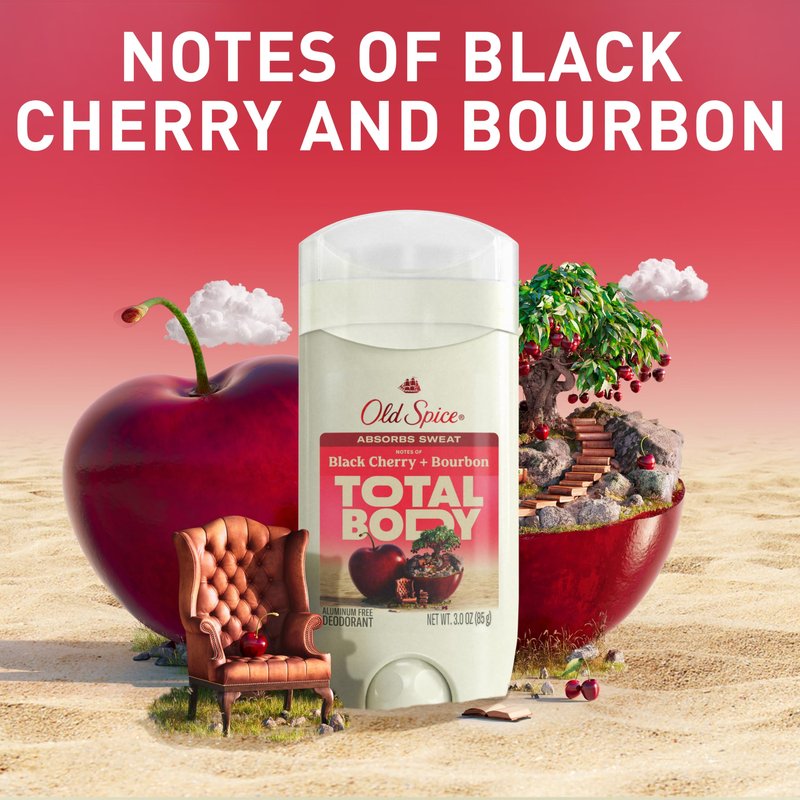 Old Spice Whole Body Deodorant Stick for Men, Aluminum Free, Black Cherry + Bourbon Scent, 24/7 Odor Protection, 24/7 Freshness, Dermatologist Tested, Gentle on Skin, Safe to Use All Over, 3.0 oz
