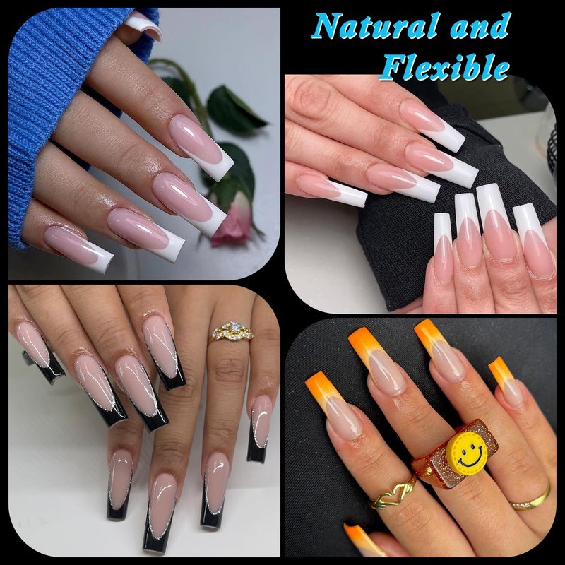 300pc Long Square Nail Tips, Soft Gel Nail Tip Square Long Fake Nails Artificial Fingernail, 15 Sizes Full Cover Clear Press on Nail Acrylic Nails Tips for Nail Extensions, Press on Nails Making