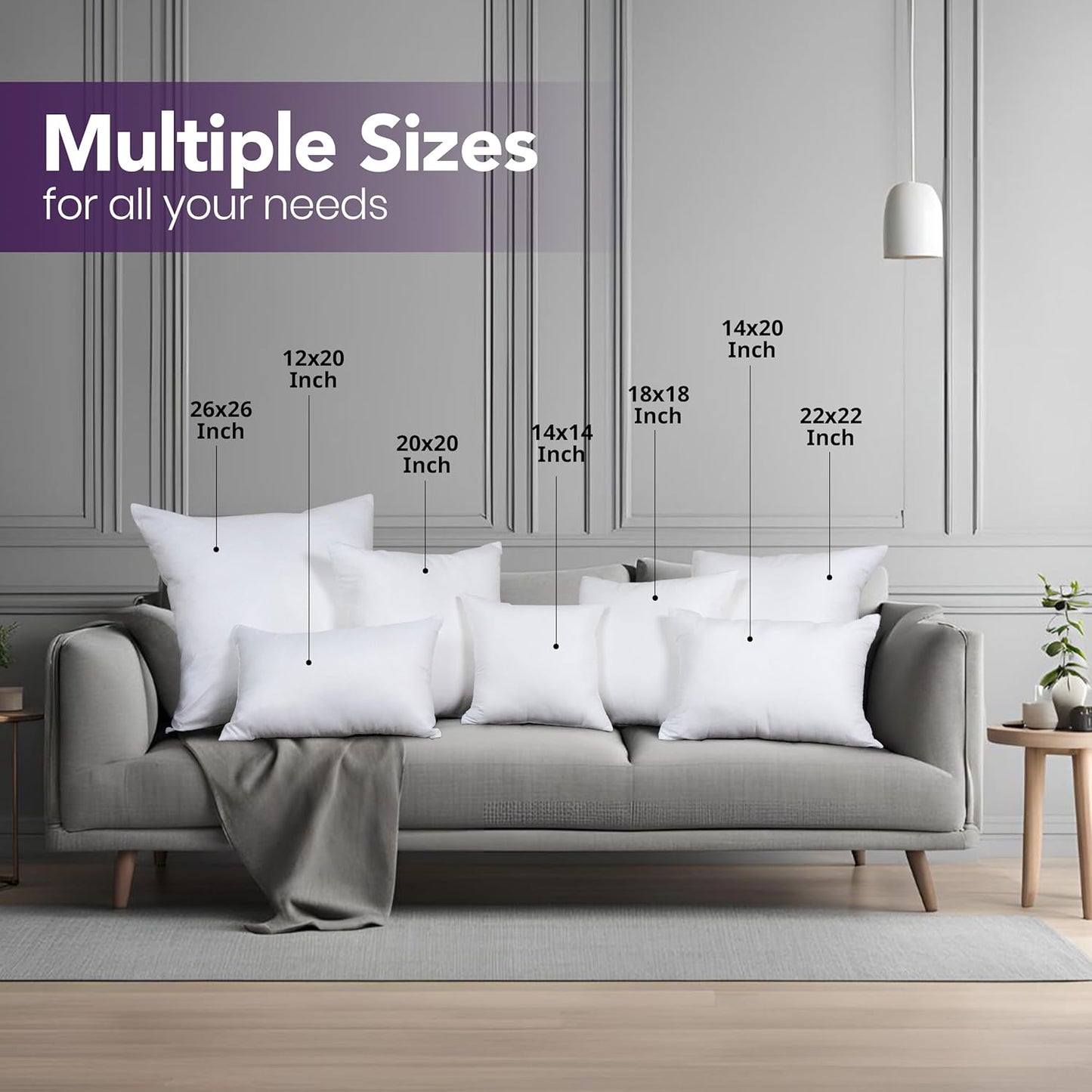 Utopia Bedding Pillow Inserts - Set of 2, 18x18 White Decorative Cushions for Sofa & Bed - Soft & Fluffy Support