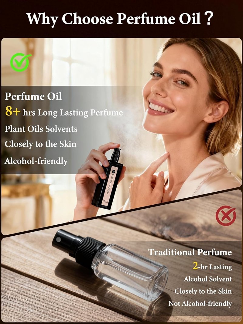 PUREAMOR Amber Vanilla Perfume for Women, Coffee Scented Fragrance with Warm Amber & Sweet Vanilla Notes, Long Lasting Extrait de Parfum, Advanced Fragrance Travel Size 0.7 oz Eau de Parfum Spray
